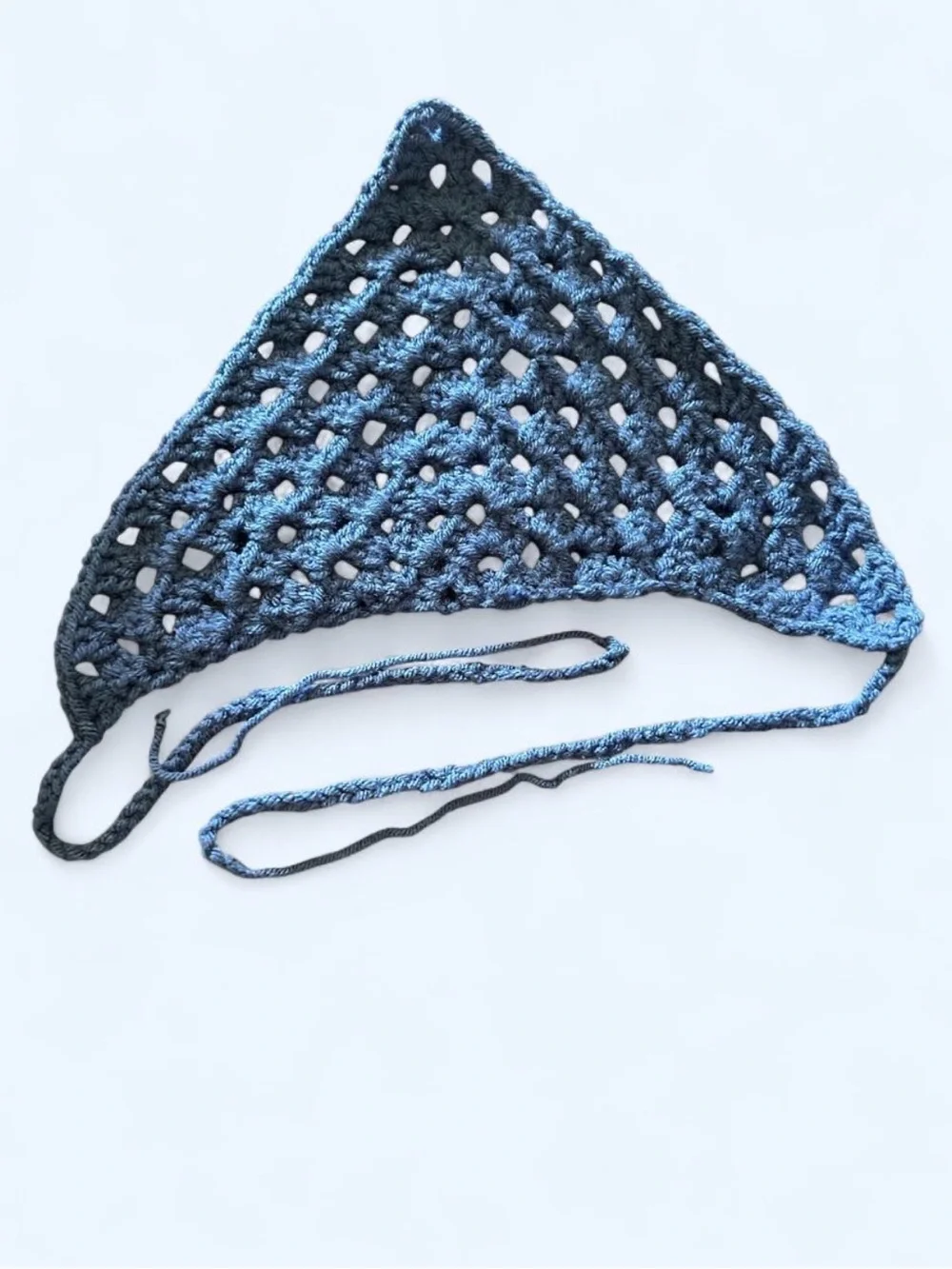 Handmade Crochet Bandana – Classic Blue – Soft Tie-On Head Scarf
